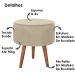 Puff Puf Redondo Pes Palito 44x40cm Suede Bege MPassos