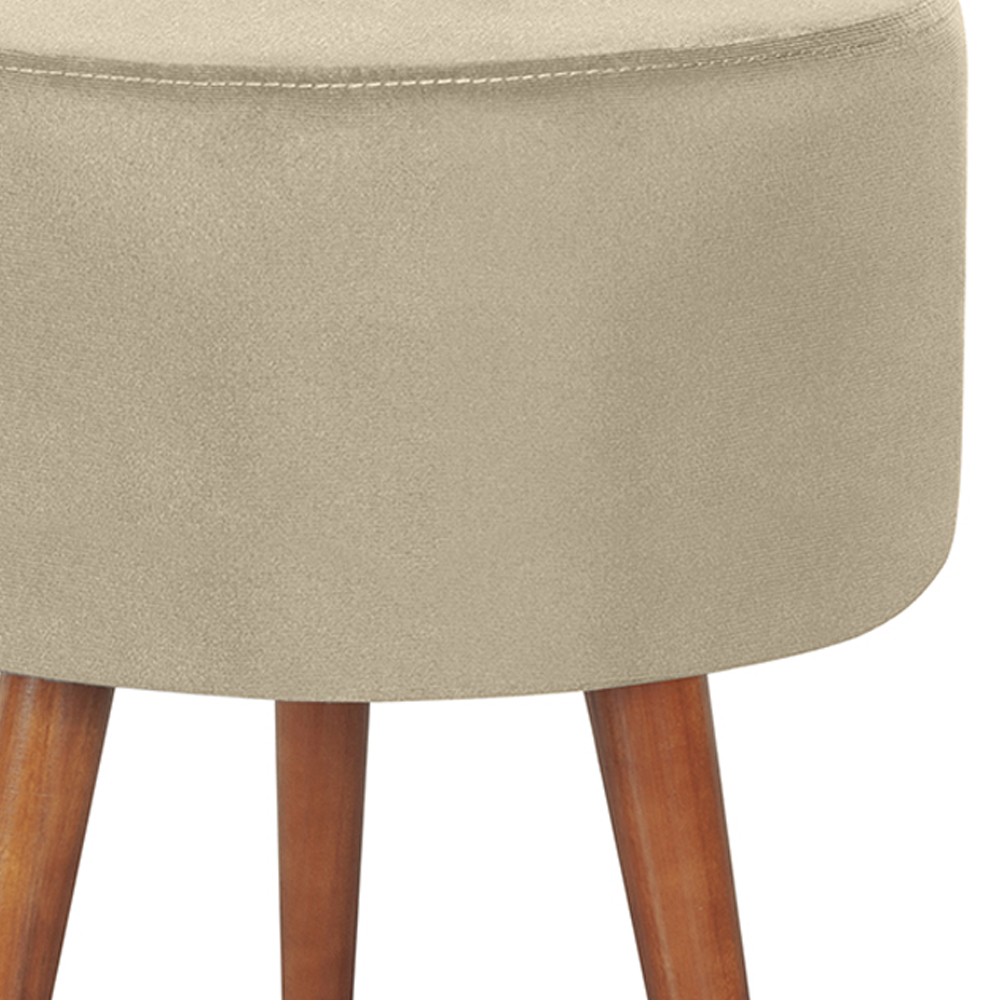 Puff Puf Redondo Pes Palito 44x40cm Suede Bege MPassos