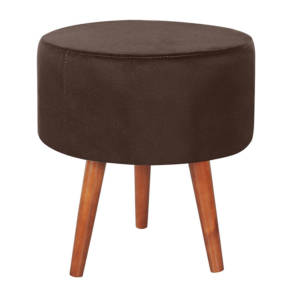 Puff Puf Redondo Pes Palito 44x40cm Suede Marrom MPassos