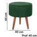 Puff Puf Redondo Pes Palito 44x40cm Suede Verde MPassos