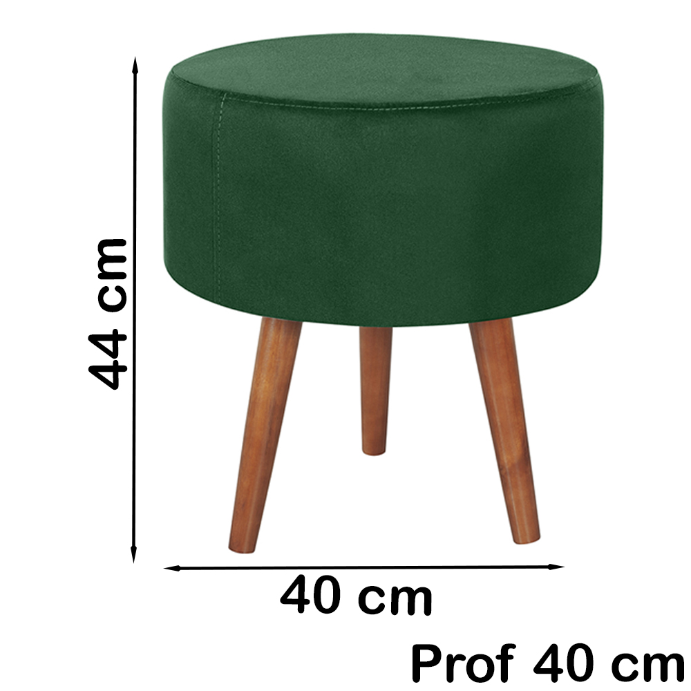 Puff Puf Redondo Pes Palito 44x40cm Suede Verde MPassos