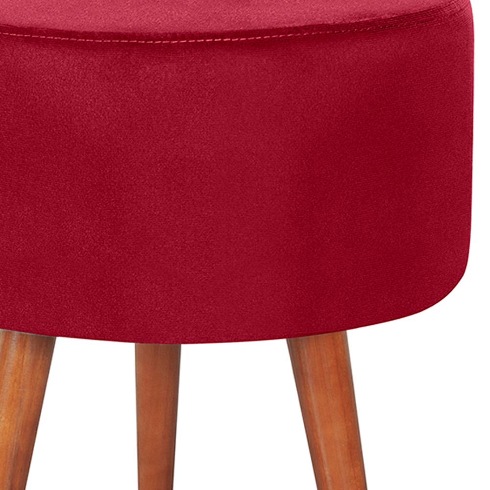 Puff Puf Redondo Pes Palito 44x40cm Suede Vermelho MPassos