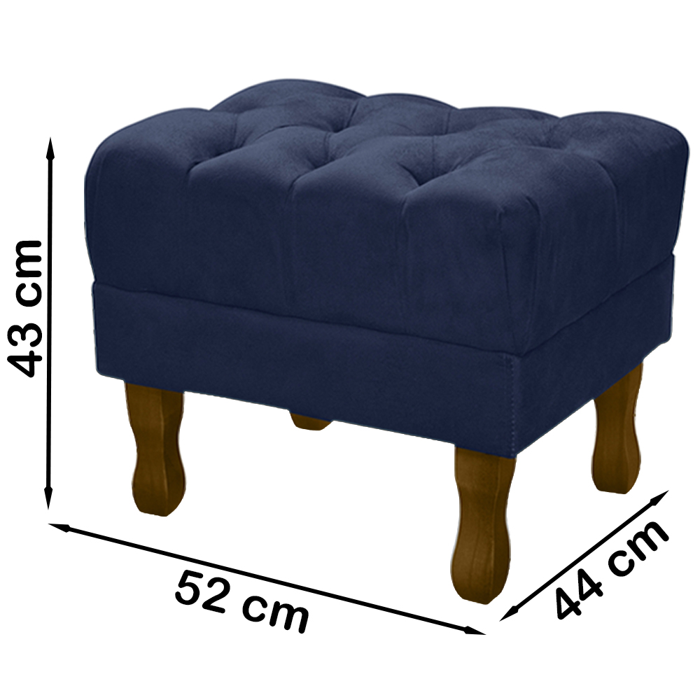 Puff Puf Retro Capitone 52x44cm Suede Azul Marinho MPassos