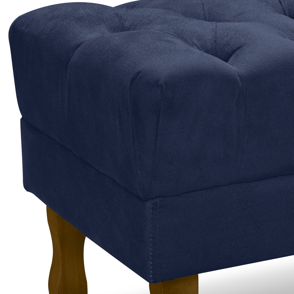 Puff Puf Retro Capitone 52x44cm Suede Azul Marinho MPassos