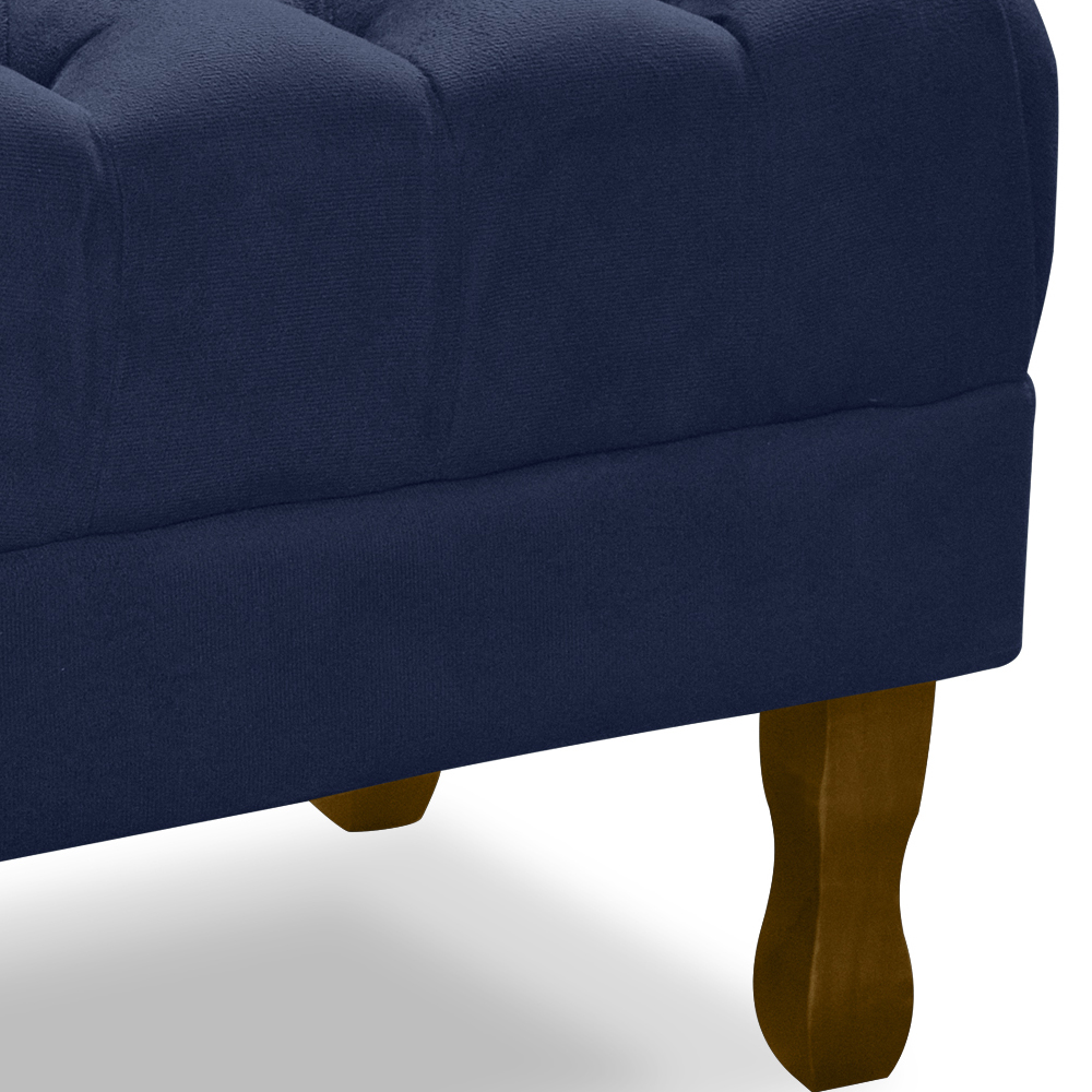 Puff Puf Retro Capitone 52x44cm Suede Azul Marinho MPassos