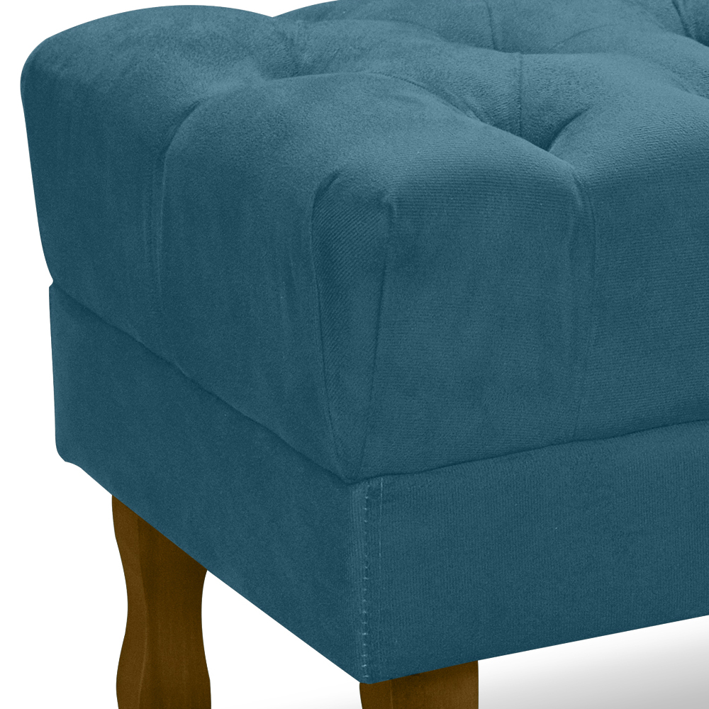 Puff Puf Retro Capitone 52x44cm Suede Azul Turquesa MPassos