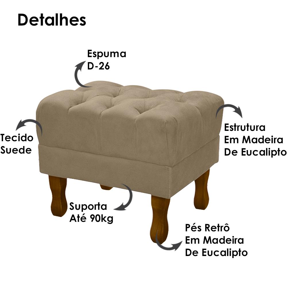 Puff Puf Retro Capitone 52x44cm Suede Capuccino MPassos