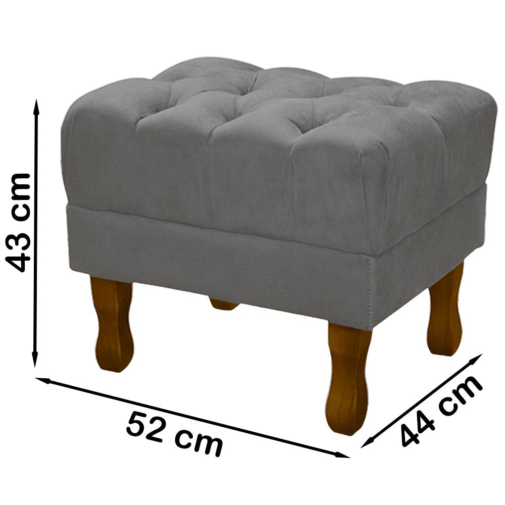 Puff Puf Retro Capitone 52x44cm Suede Cinza Claro MPassos