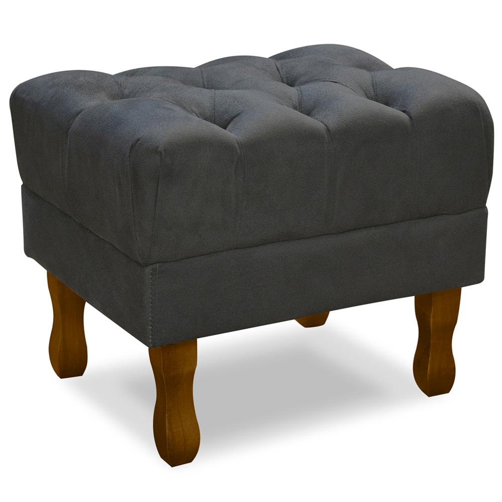 Puff Puf Retro Capitone 52x44cm Suede Cinza Escuro MPassos
