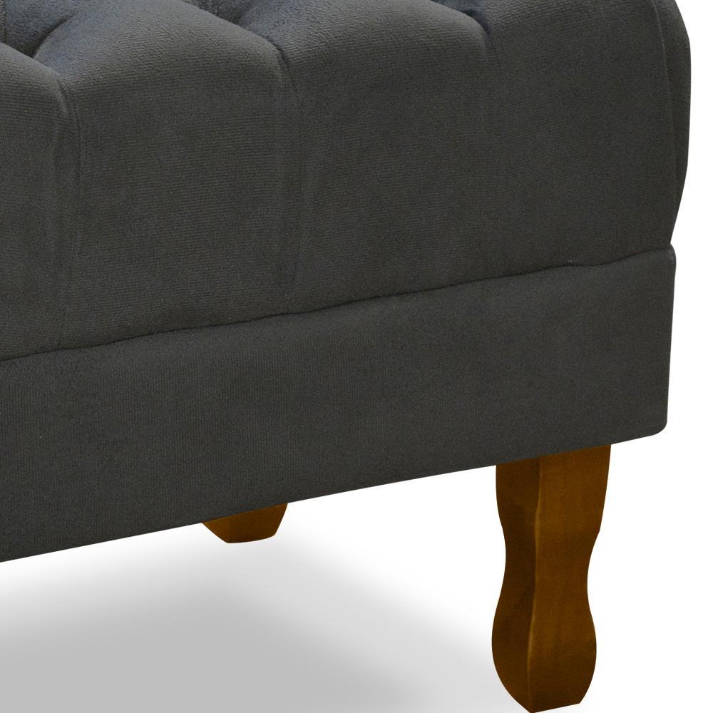 Puff Puf Retro Capitone 52x44cm Suede Cinza Escuro MPassos