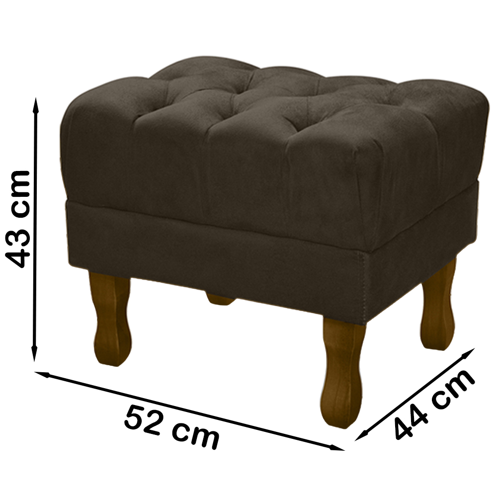 Puff Puf Retro Capitone 52x44cm Suede Marrom MPassos
