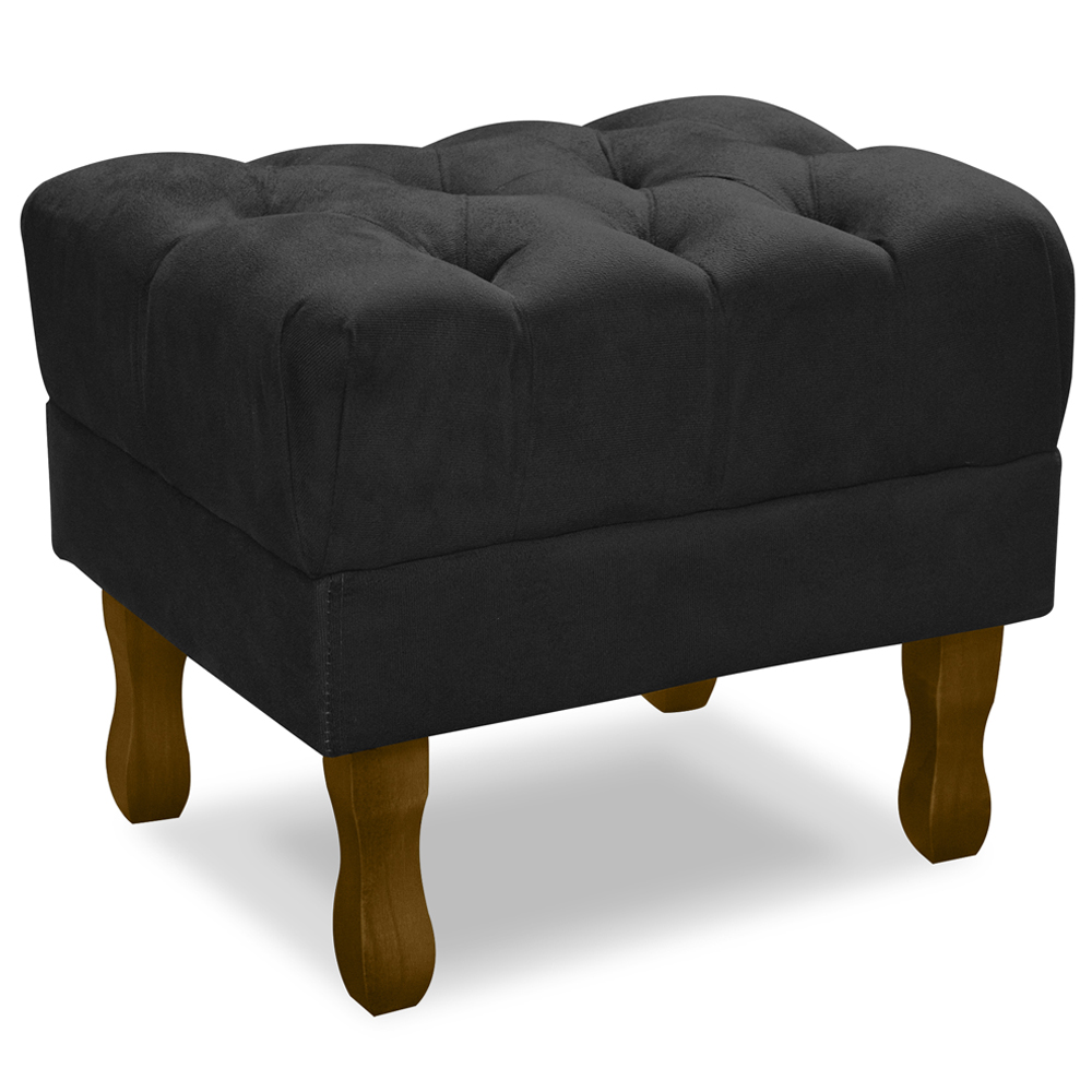 Puff Puf Retro Capitone 52x44cm Suede Preto MPassos