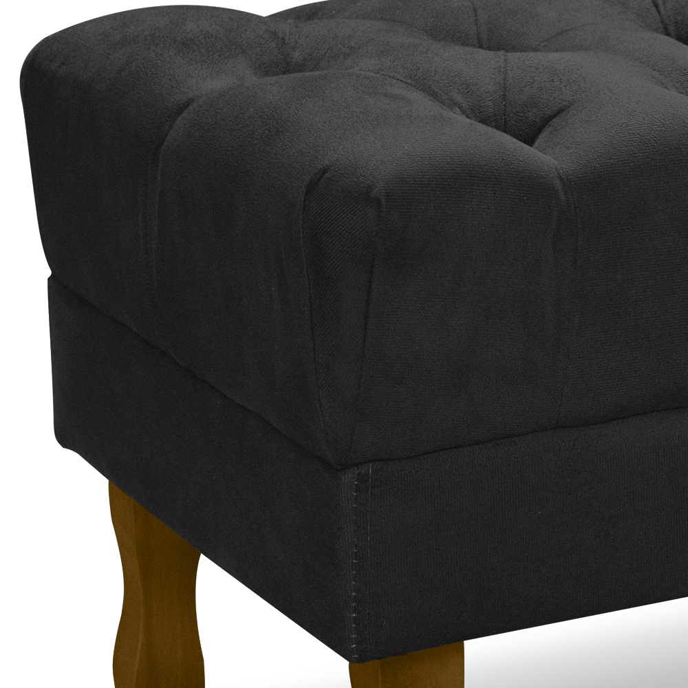 Puff Puf Retro Capitone 52x44cm Suede Preto MPassos