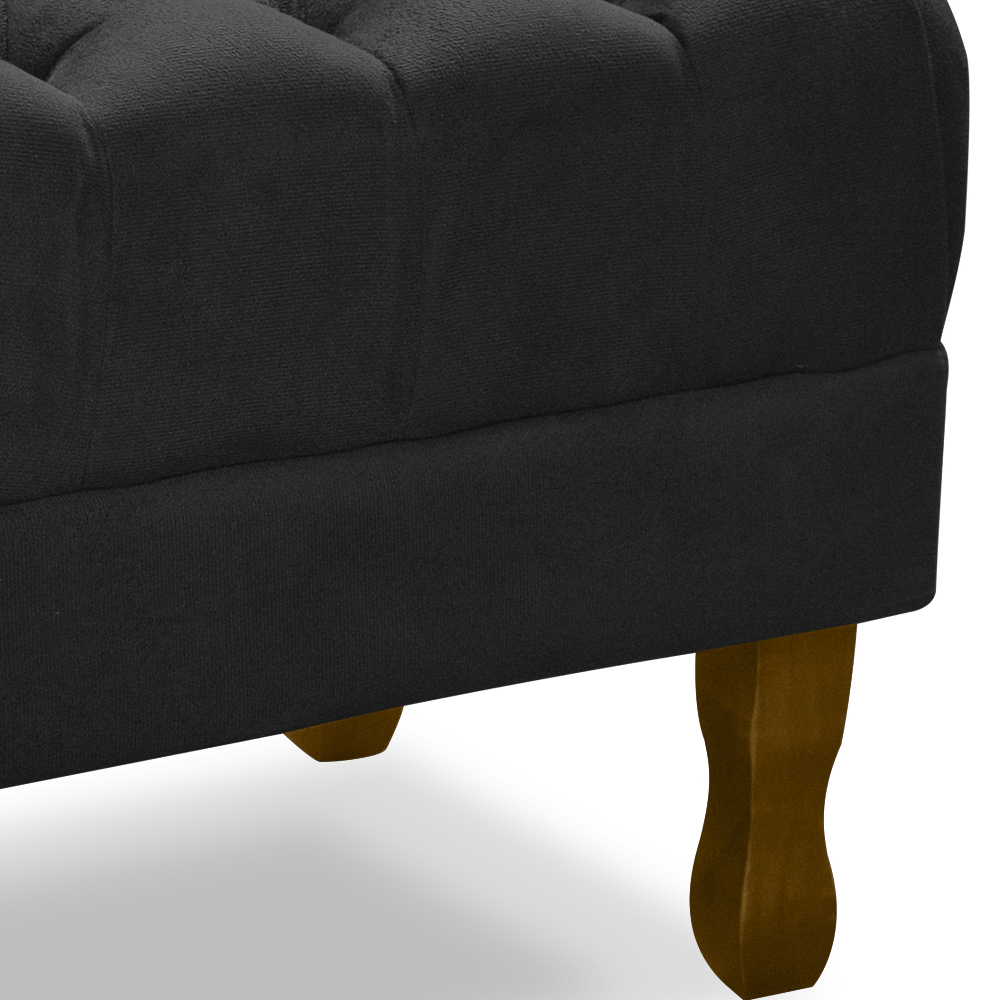 Puff Puf Retro Capitone 52x44cm Suede Preto MPassos