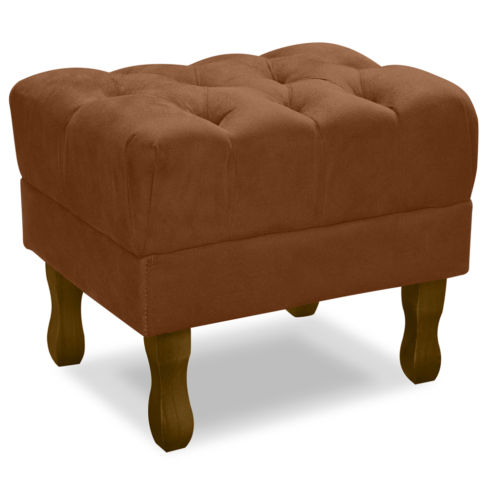 Puff Puf Retro Capitone 52x44cm Suede Terra Cota MPassos