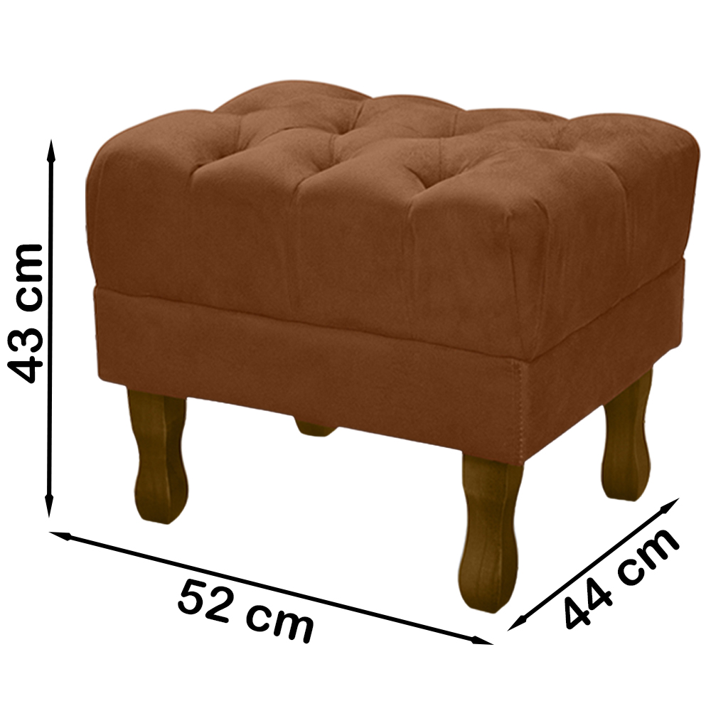 Puff Puf Retro Capitone 52x44cm Suede Terra Cota MPassos