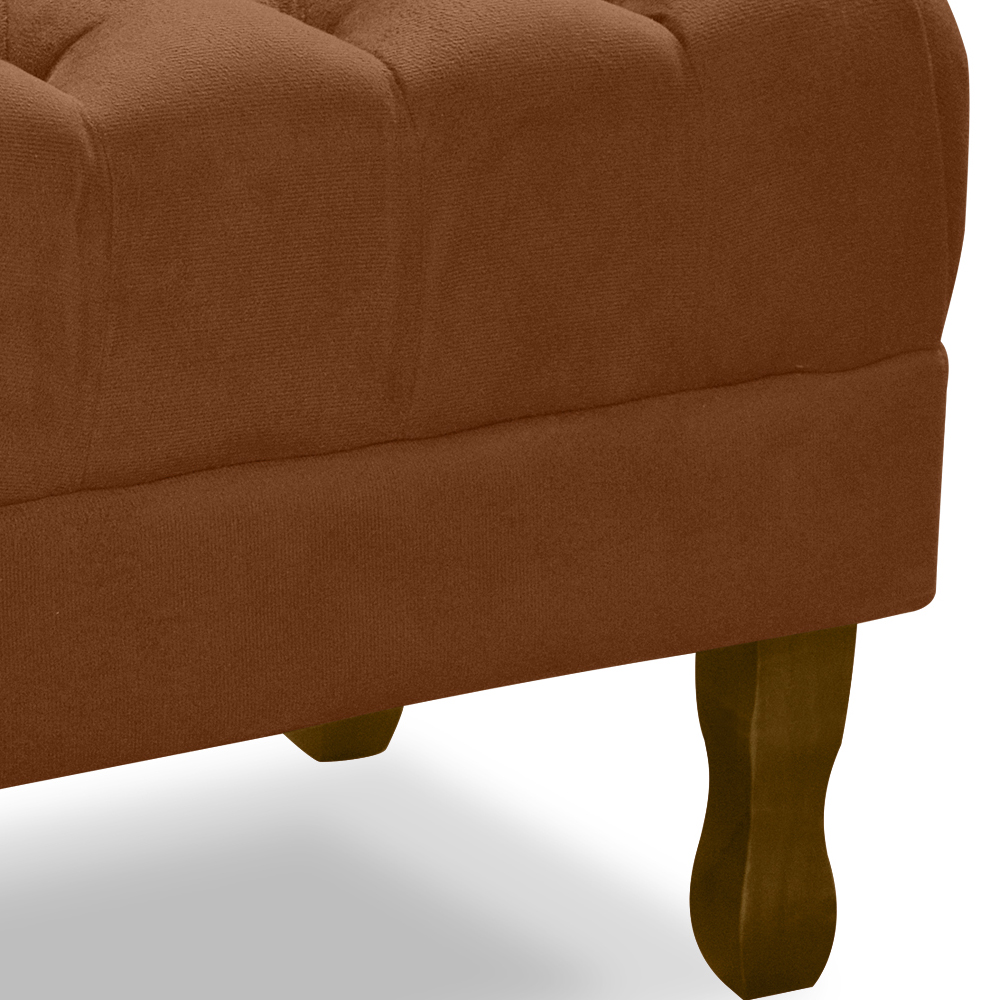 Puff Puf Retro Capitone 52x44cm Suede Terra Cota MPassos