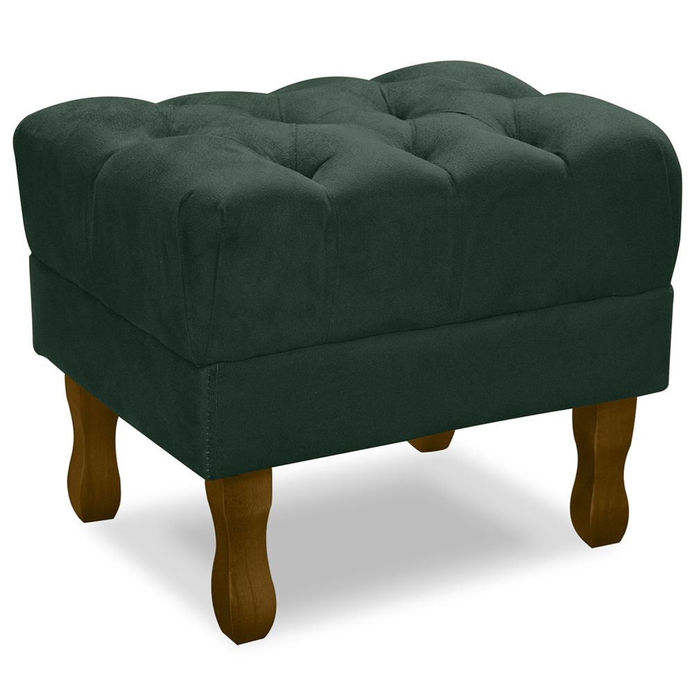 Puff Puf Retro Capitone 52x44cm Suede Verde MPassos