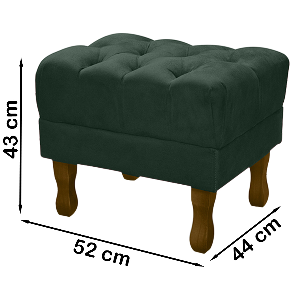 Puff Puf Retro Capitone 52x44cm Suede Verde MPassos