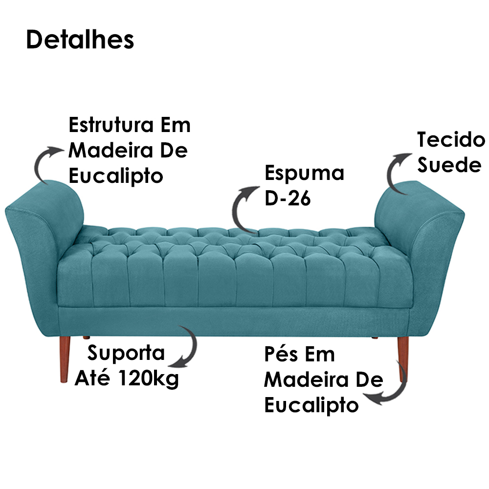 Recamier Grecia 150cm Suede Azul MPassos