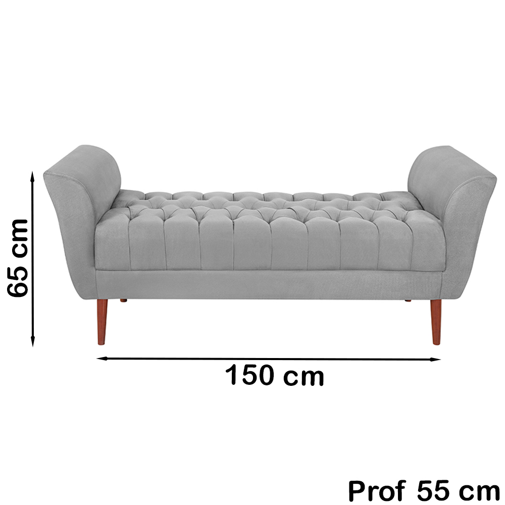 Recamier Grecia 150cm Suede Cinza Claro MPassos