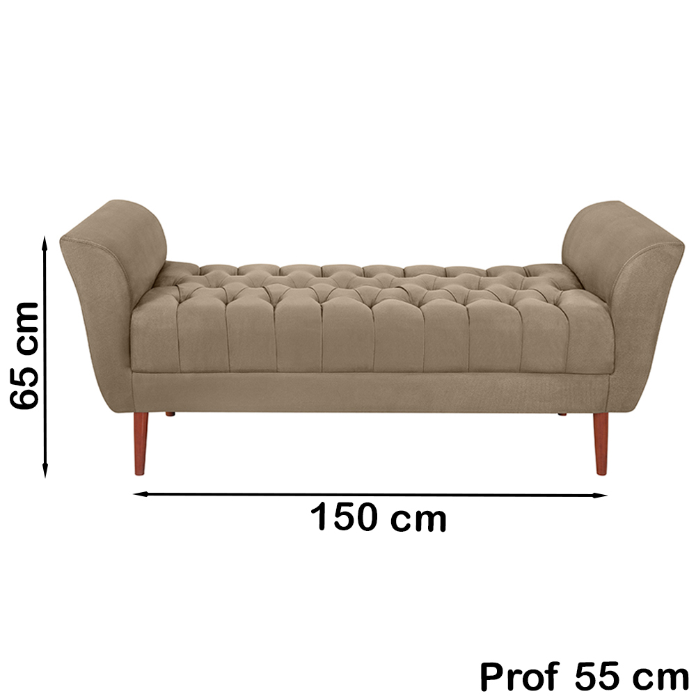 Recamier Grecia 150cm Suede Marrom Claro MPassos