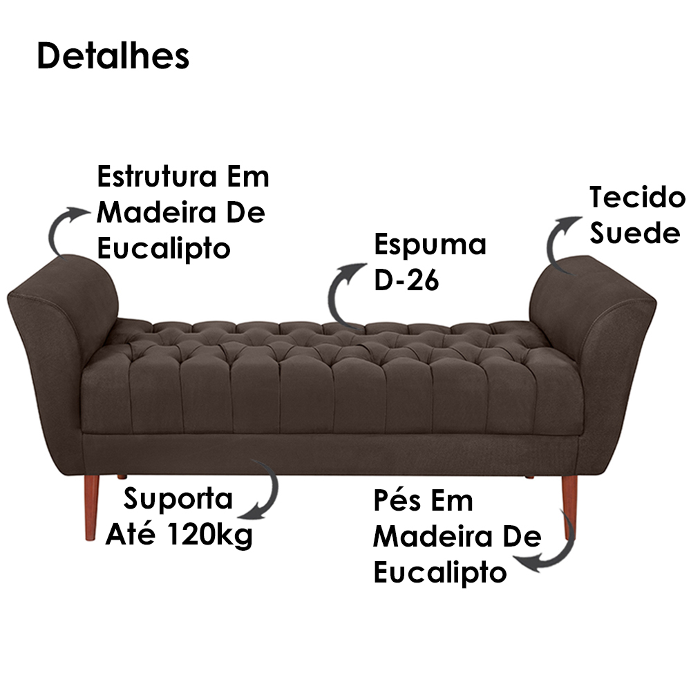Recamier Grecia 150cm Suede Marrom MPassos