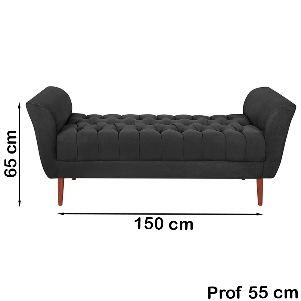 Recamier Grecia 150cm Suede Preto MPassos