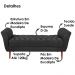 Recamier Grecia 150cm Suede Preto MPassos