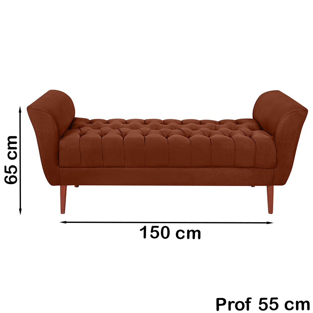 Recamier Grecia 150cm Suede Terra Cota MPassos