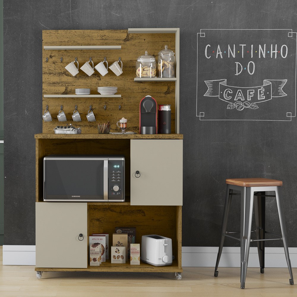 Armário Multiuso 2 Portas Cantinho do Café Aconchego Nature Off White - Patrimar