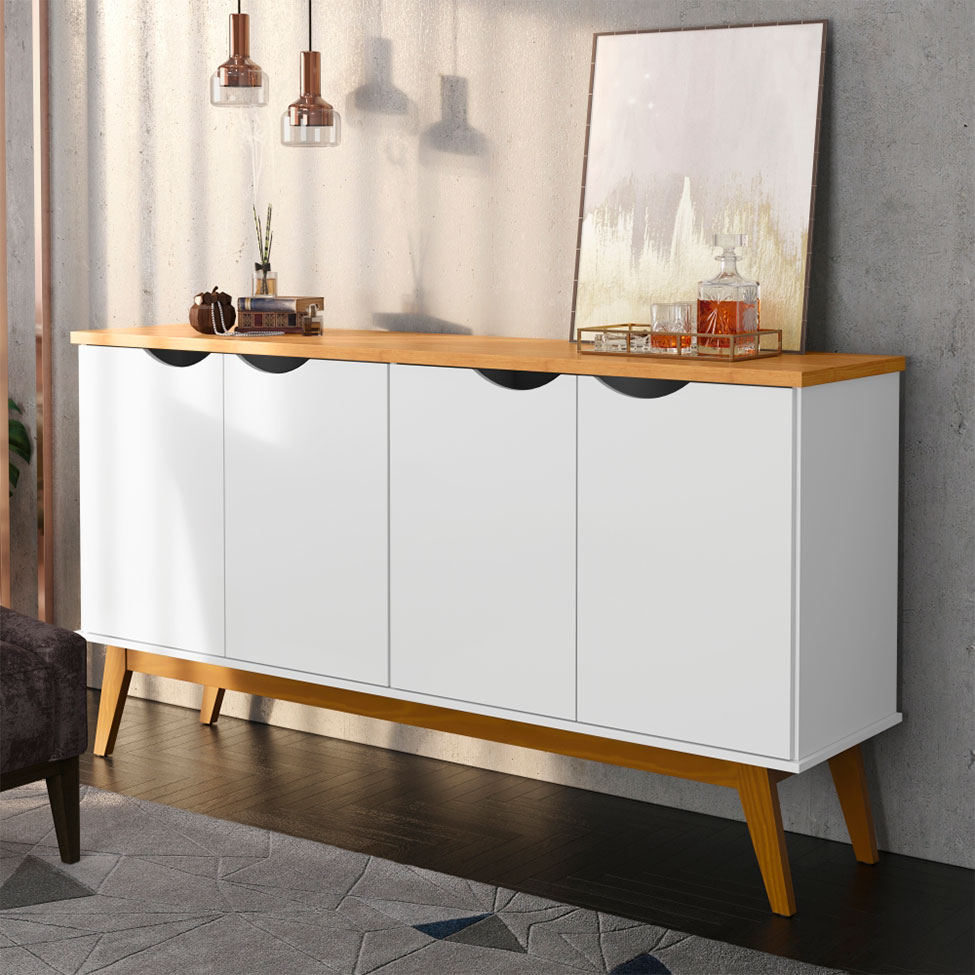 Buffet Prism 4 PT Branco e Cinamomo