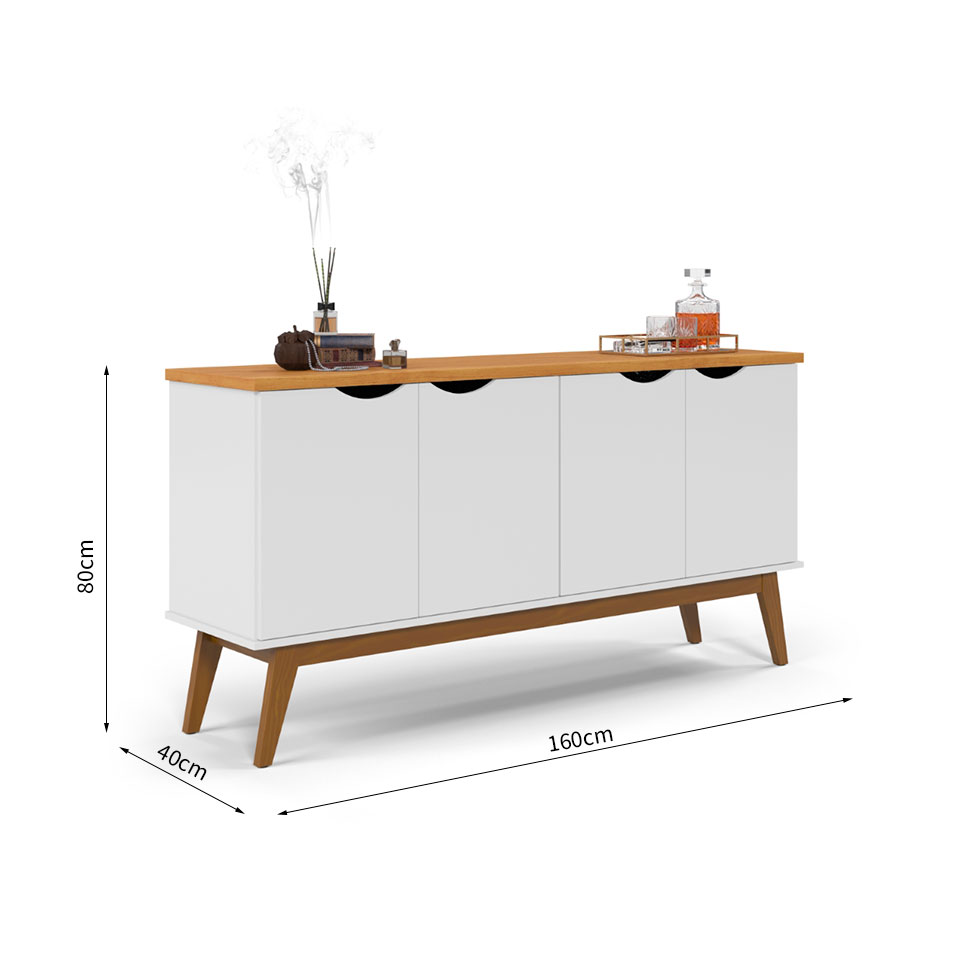 Buffet Prism 4 PT Branco e Cinamomo