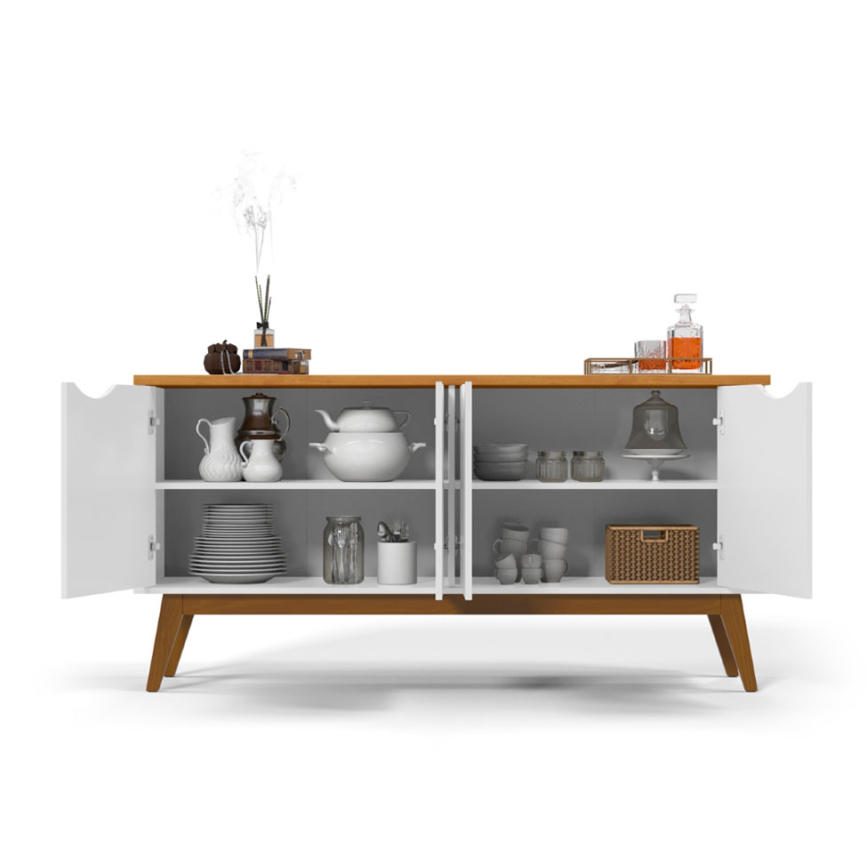 Buffet Prism 4 PT Branco e Cinamomo