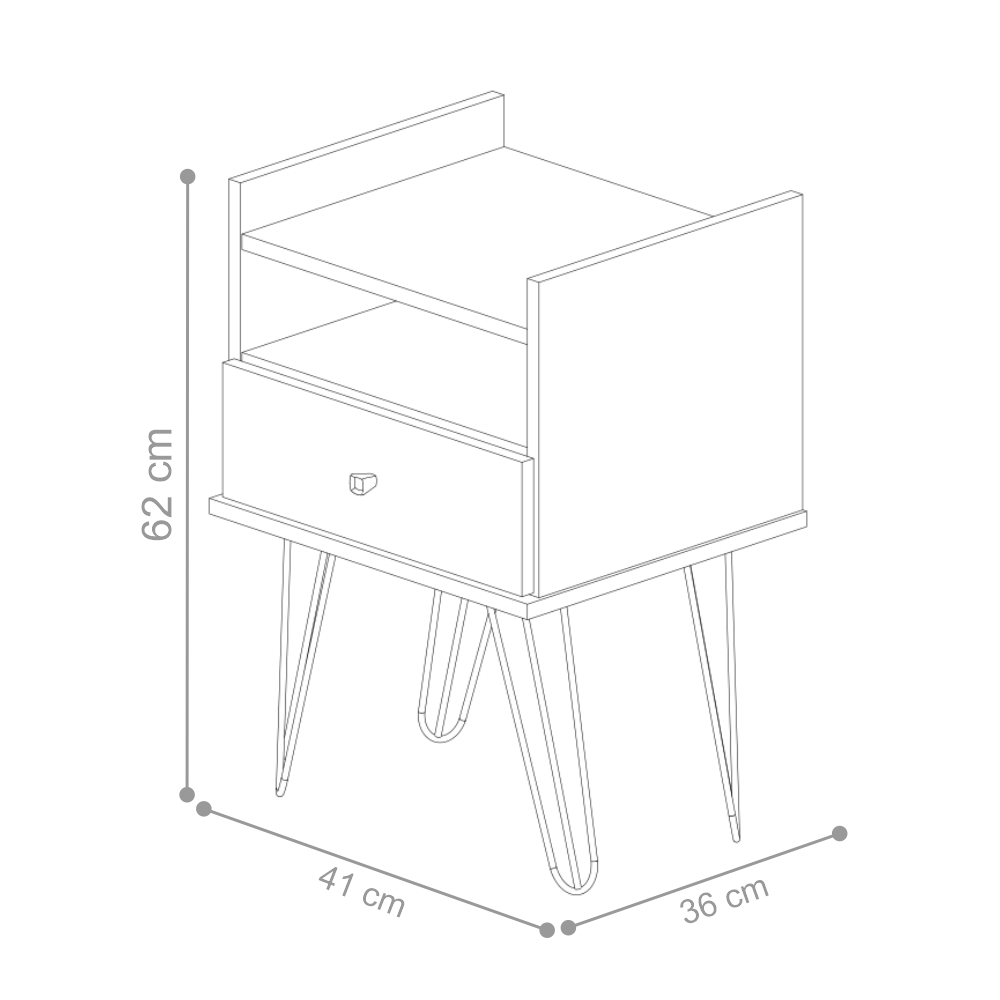 Conjunto Mesa de Cabeceira Monet Off White