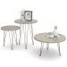 Conjunto Mesas de Centro Redondas Evolution Base Aço Off White - Patrimar