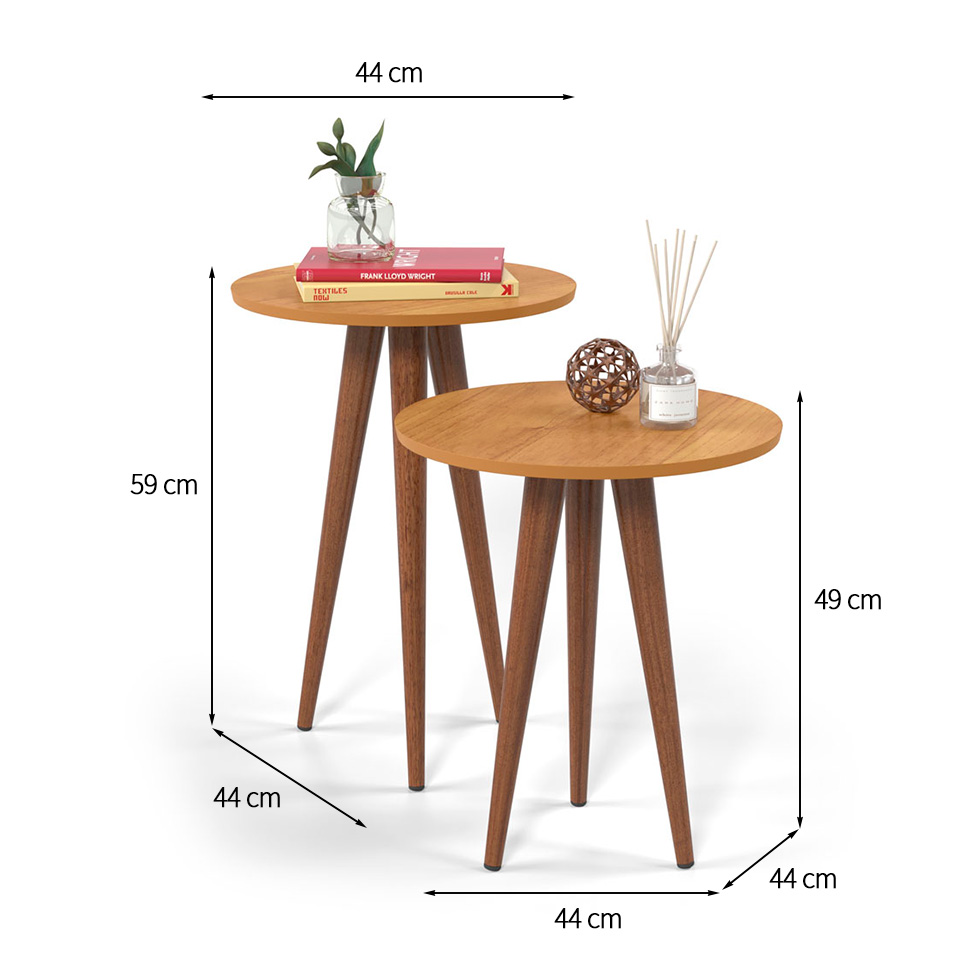 Conjunto com 2 Mesas Laterais Slim Cinamomo