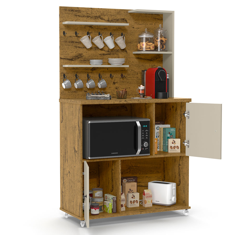 Cozinha Compacta Vini 2 Portas Nature e Off White