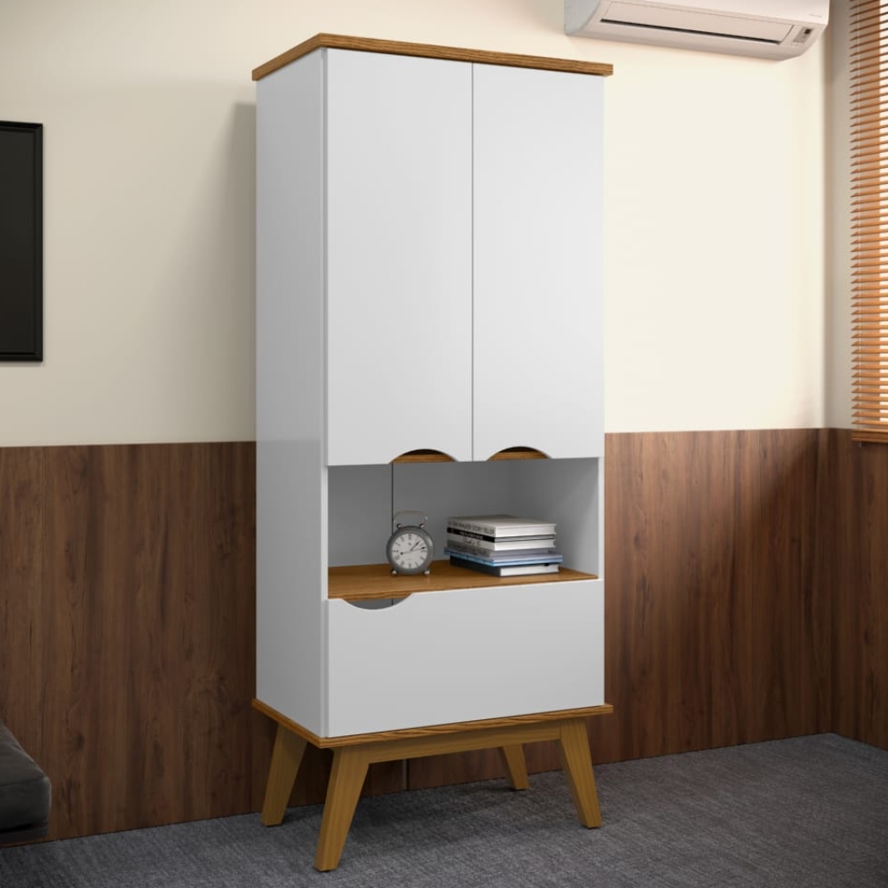 Armário Prism Retrô com 3 Portas - Branco - Patrimar Móveis