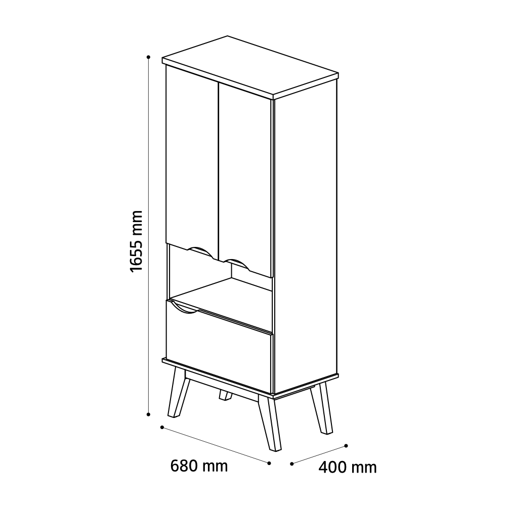Armário Prism Retrô com 3 Portas - Branco - Patrimar Móveis