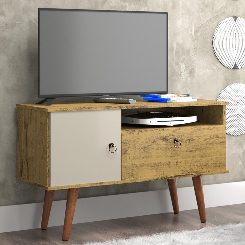 Rack Bancada Para TV 32 Pol Sala Yan Nature/Off White