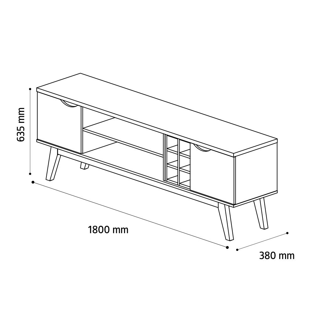 Rack Retrô Prism 1.8 com Adega e Duas Portas - Branco com Cumarú - Patrimar Móveis