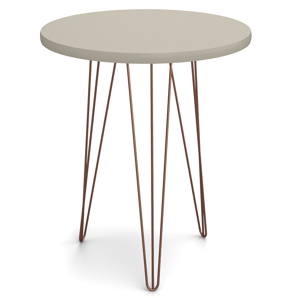 Mesa Lateral Redonda Base Aço Evolution Off White - Patrimar