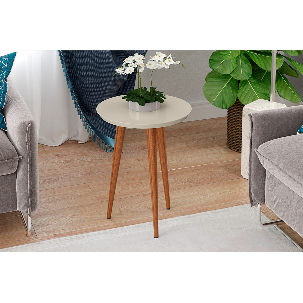 Mesa Lateral Redonda Luna 440 Off White