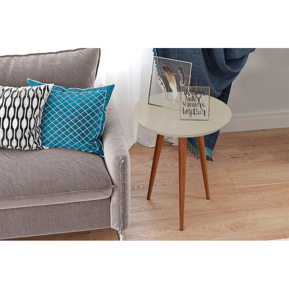 Mesa Lateral Redonda Luna 530 Off White