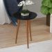 Mesa Lateral Redonda Pés Madeira Luna 440 Off White - Patrimar