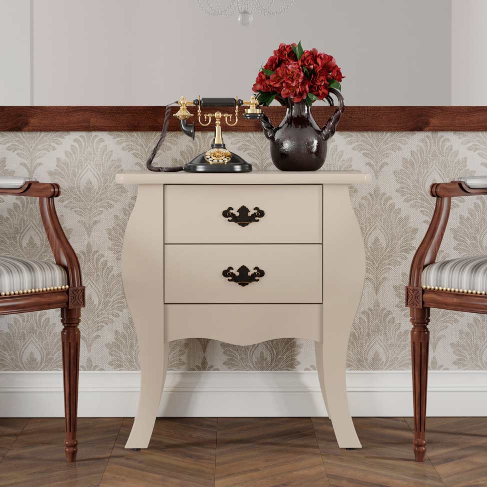 Mesa de Cabeceira Premier 2 Gavetas Off White