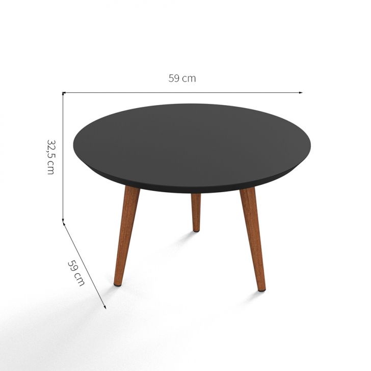 Mesa de centro redonda negra de 90 cm