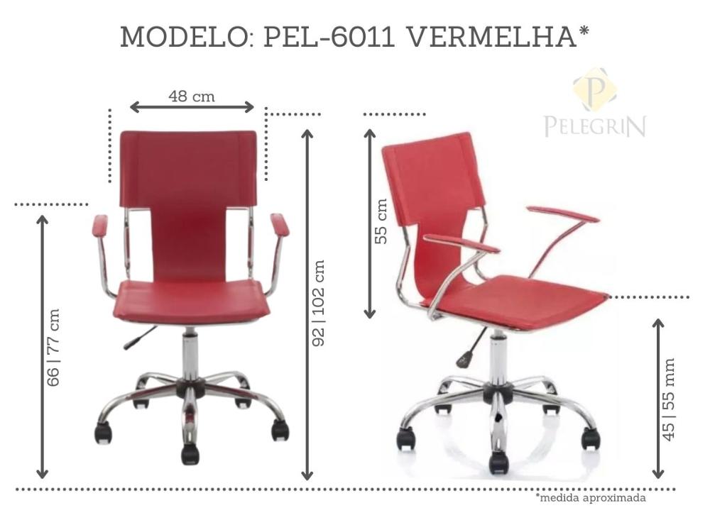 Cadeira Diretor Executiva em Couro PVC Vermelha Pelegrin