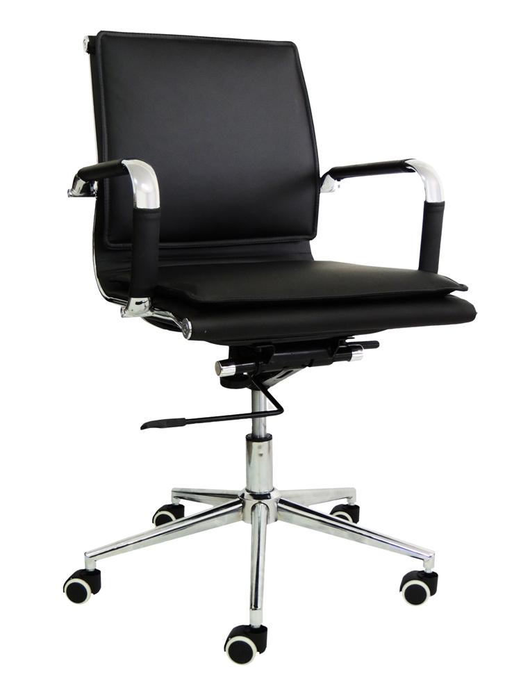 Cadeira Diretor Pelegrin em Couro PU PEL-8003L Preta Design Charles Eames